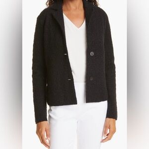 NWT $495 Vince Bouclé Fitted Sweater Blazer in BLACK, Size Large!